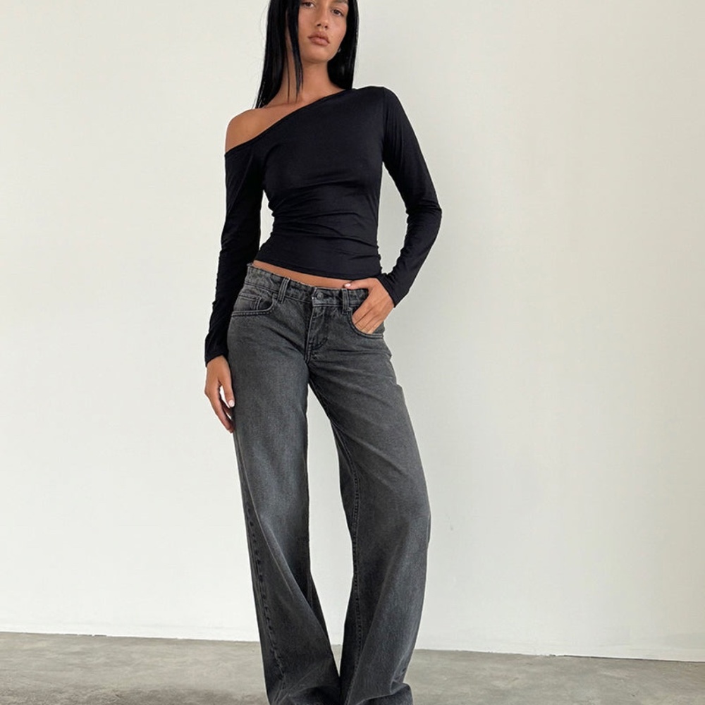 Brand New! Motel Rocks Low Rise Parallel Jeans in Washed Black Grey W24 L30